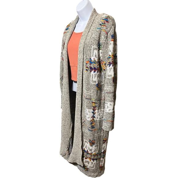 ON BLUE Aztec Long Knit Cardigan Sweater 2x Duster Boho Western Tribal Hippie - Picture 5 of 13
